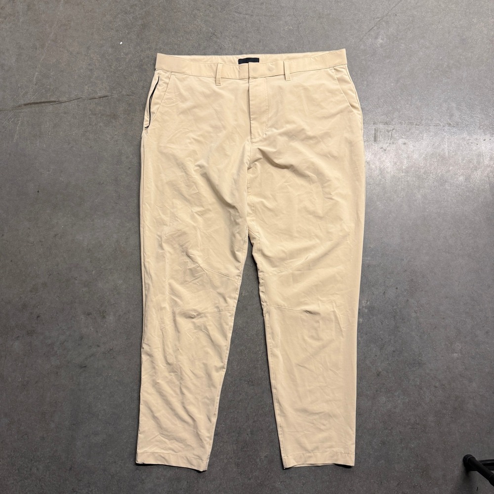 Fabletics Only-Short One Pant Mens 37x28 Tan Khaki Stretch Performance Chino
